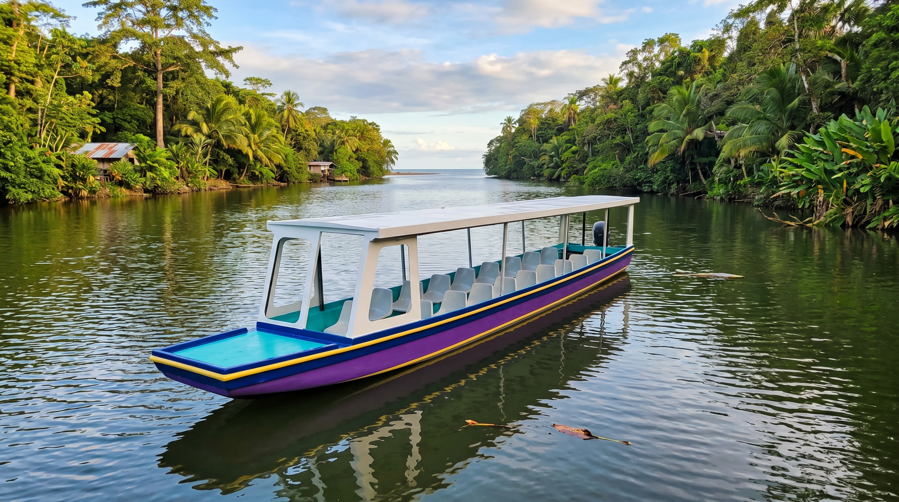 Bote turístico en los canales de Barra de Colorado